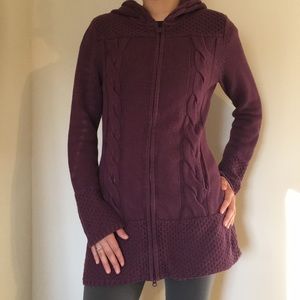 Athleta knitted purple jacket